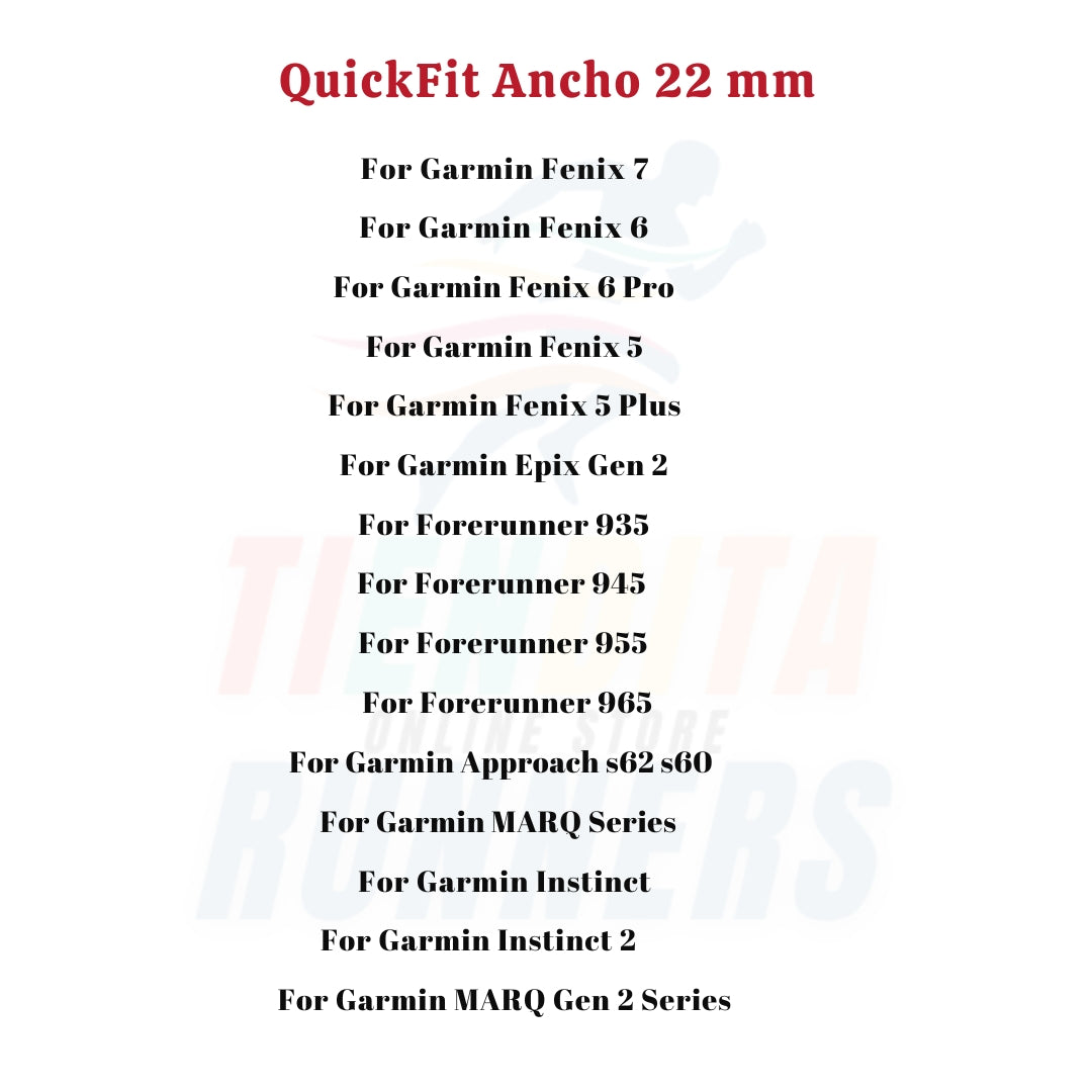 Correa para reloj garmin de anclaje facil fenix 7,6,5, Forerunner 935,945,955,965