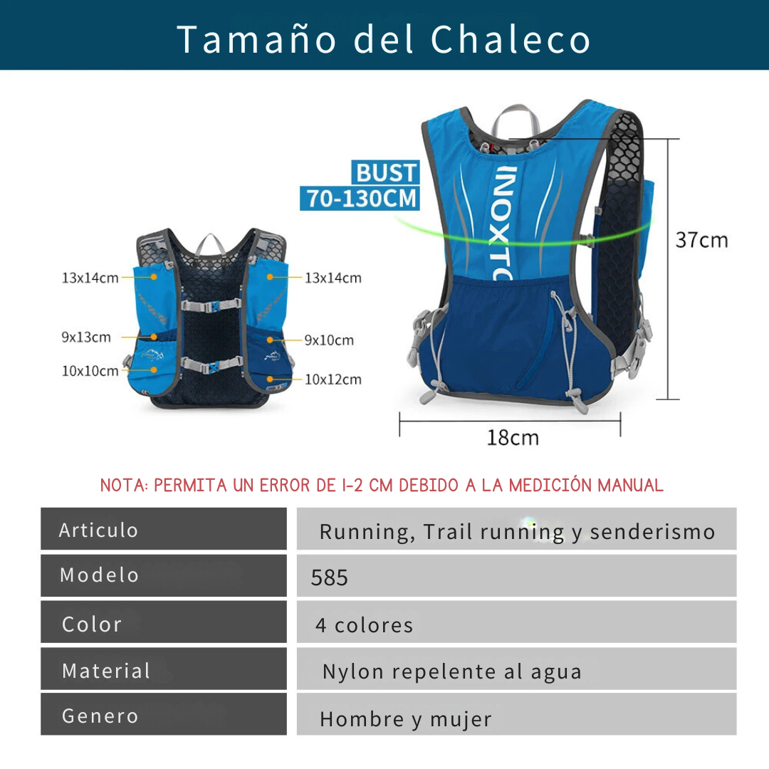 Chaleco de hidratación de 5 litros adecuada para ciclismo, maratón, senderismo, bolsa ultraligera y portátil