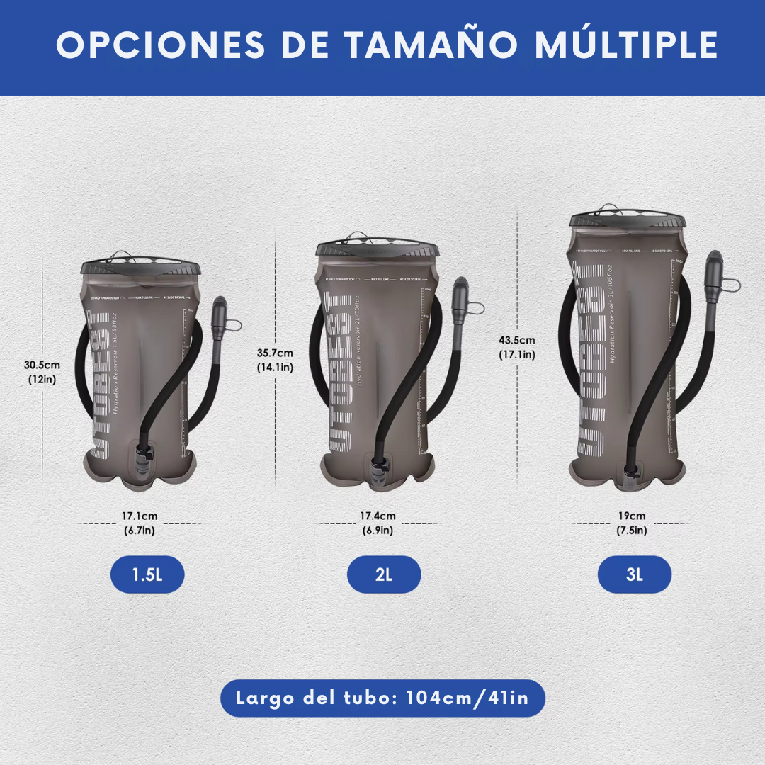 Bolsa de hidratación UTOBEST con depósito de agua de 1,5 l, 2 l y 3 l.