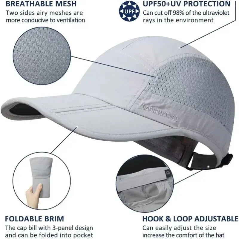 Gorra plegable deportiva, traspirable, unisex para correr y senderismo deporte al aire libre